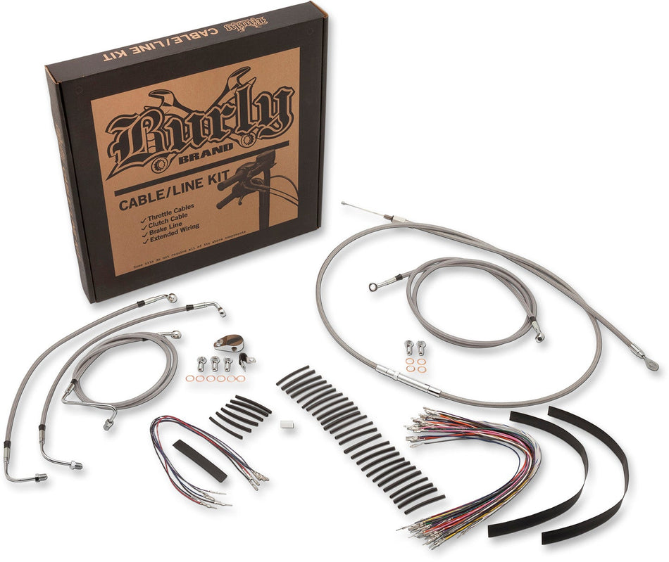 Burly Brand  Stainless Extended Cable Kit Harley 14-15 W/ ABS 13" Handlebars