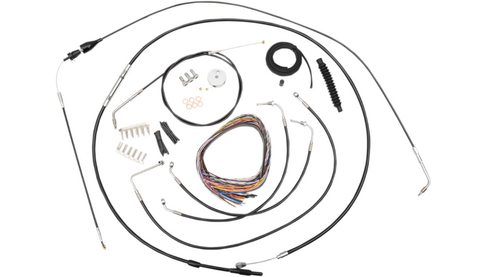 La Choppers Complete Black Vnyl Cable Line 15"-17" Kit Harley 96-06 FLHT/C/U/X