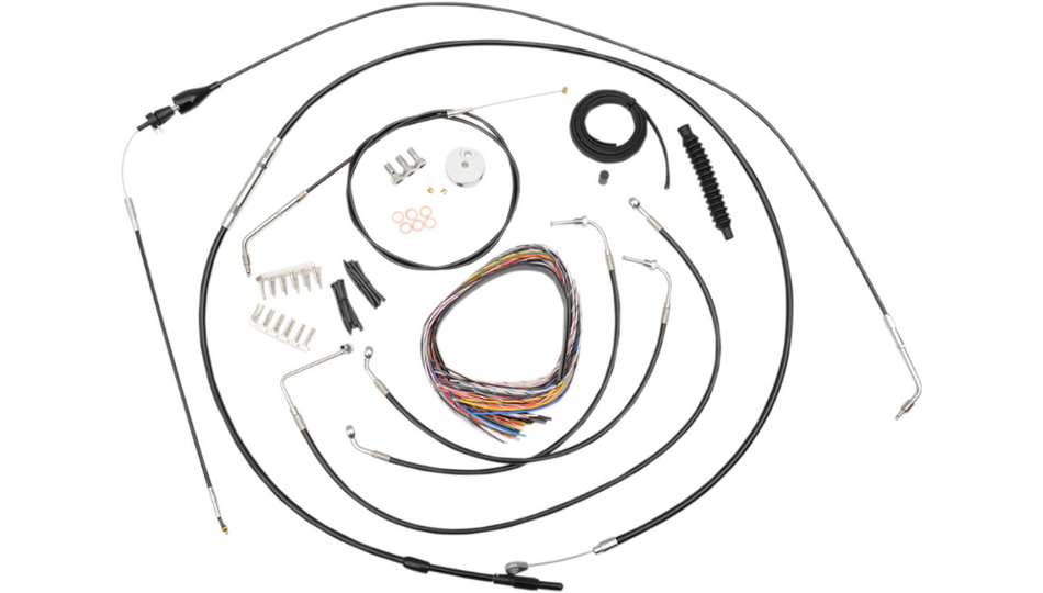 La Choppers Complete Black Vnyl Cable Line Mini Ape Kit Harley 96-06 FLHR FLTR