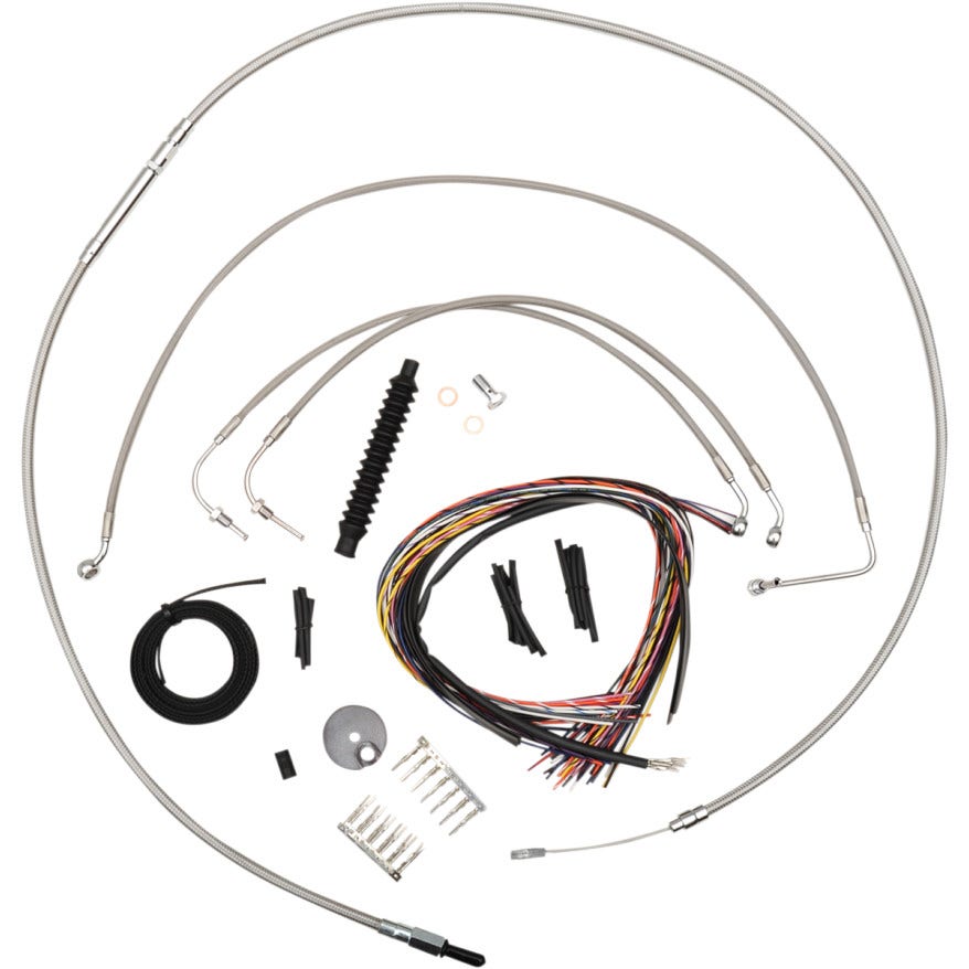 La Choppers Complete Stainless Cable Line 12"-14" Kit Harley 08-13 FLHT/X/R