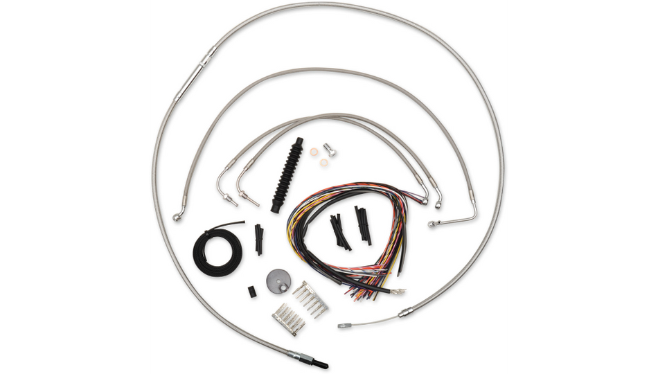 La Choppers Complete Stainless Cable Line 15"-17" Kit Harley 14-15 FLHX Non ABS
