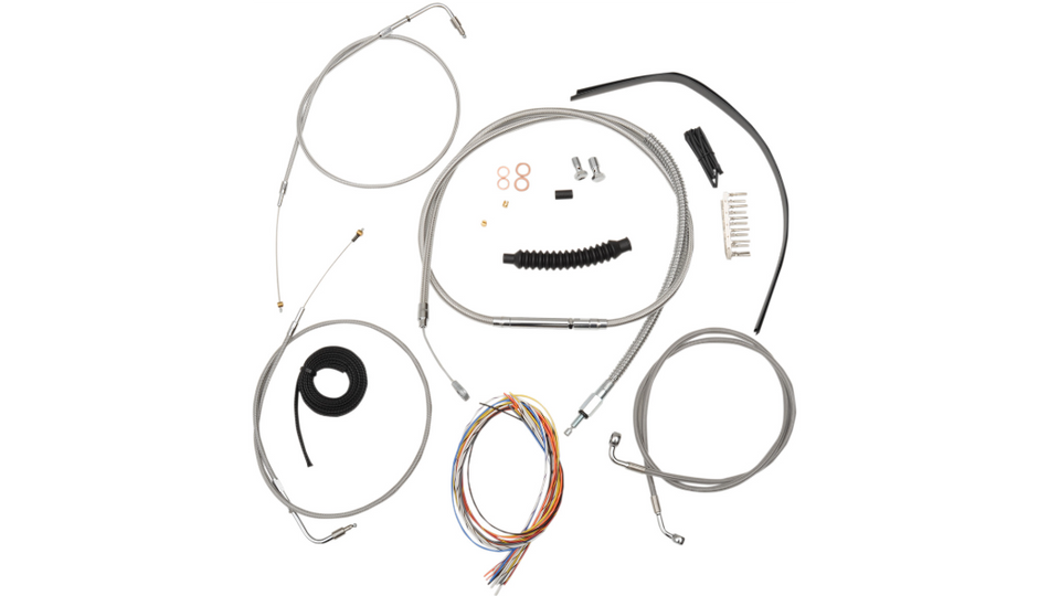 La Choppers Complete Stainless Cable Line 15"-17" Kit Harley 96-06 FLSTC/N/F