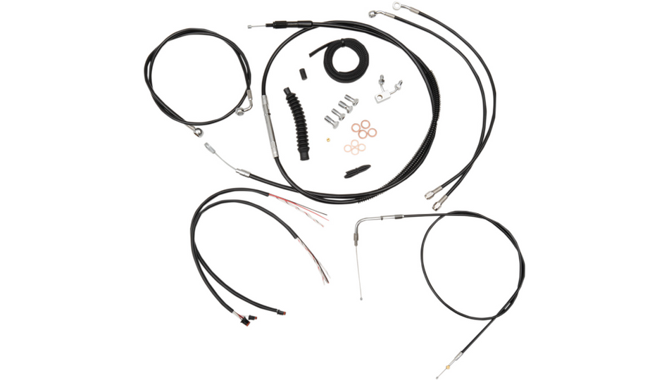 La Choppers Complete Black Vnl Cable Line 15"-17" Kit Harley 11-14 Softail ABS