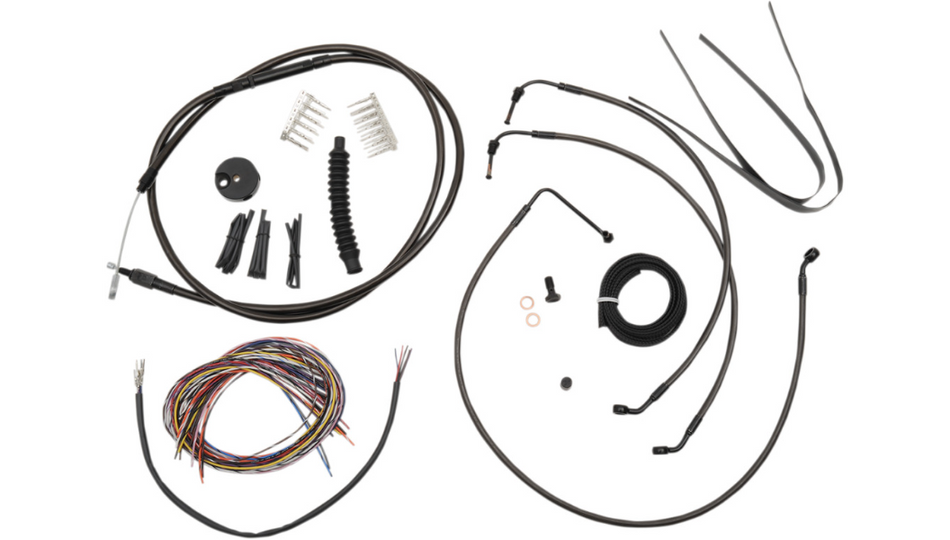 La Choppers Complete Midnight Cable Line 15"-17" Kit Harley 08-13 FLHT/X/R