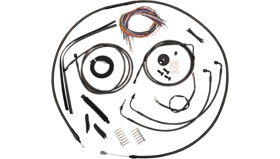 La Choppers Complete Midnight Cable Line 15"-17" Kit Harley 08-13 FLTR W/ABS