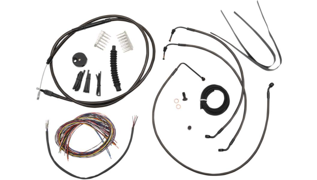 La Choppers Complete Midnight Cable Line 18"-20" Kit Harley 14-15 FLHX W/ ABS