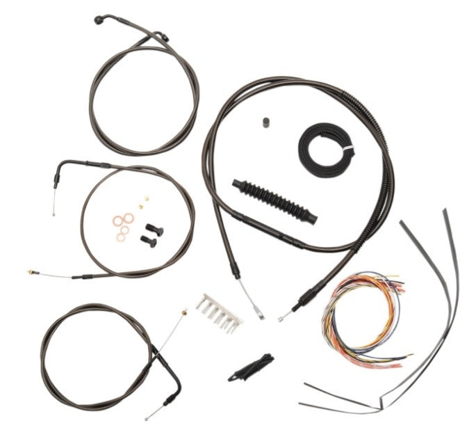 La Choppers Complete Midnight Cable Line 18"-20" Kit Harley 00-06 FXST/B/C