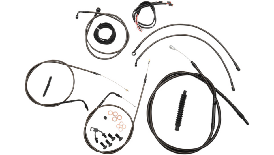 La Choppers Complete Midnight Cable Line 12"-14" Kit Harley 11-14 Softail ABS