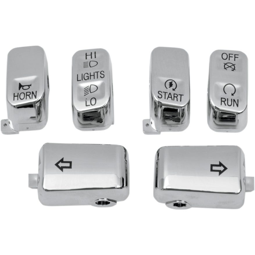 Drag Chrome 6 Piece Handlebar Control Switch Key Cap Set Dyna Softail XL FLHT