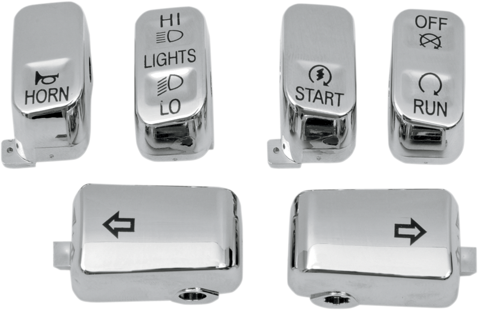 Drag Chrome 6 Piece Handlebar Control Switch Key Cap Set Dyna Softail XL FLHT