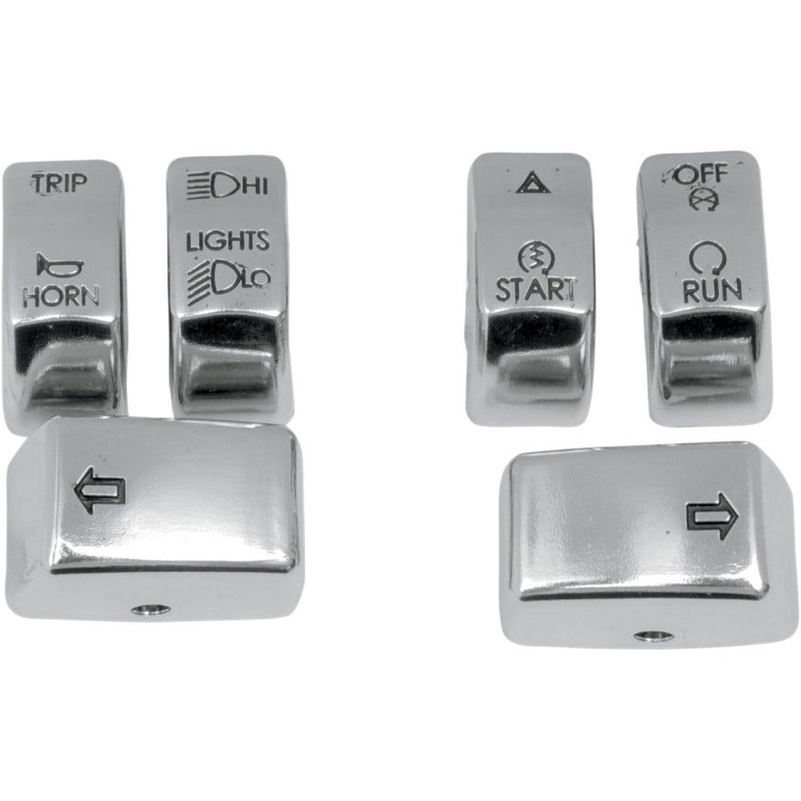 Drag Chrome 6 Piece Handlebar Control Switch Key Cap Set Harley Softail 2011