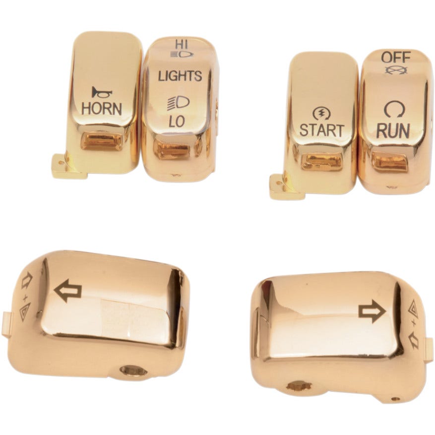 Drag Gold 6 Piece Handlebar Control Switch Key Cap Set Dyna Softail XL FLHT