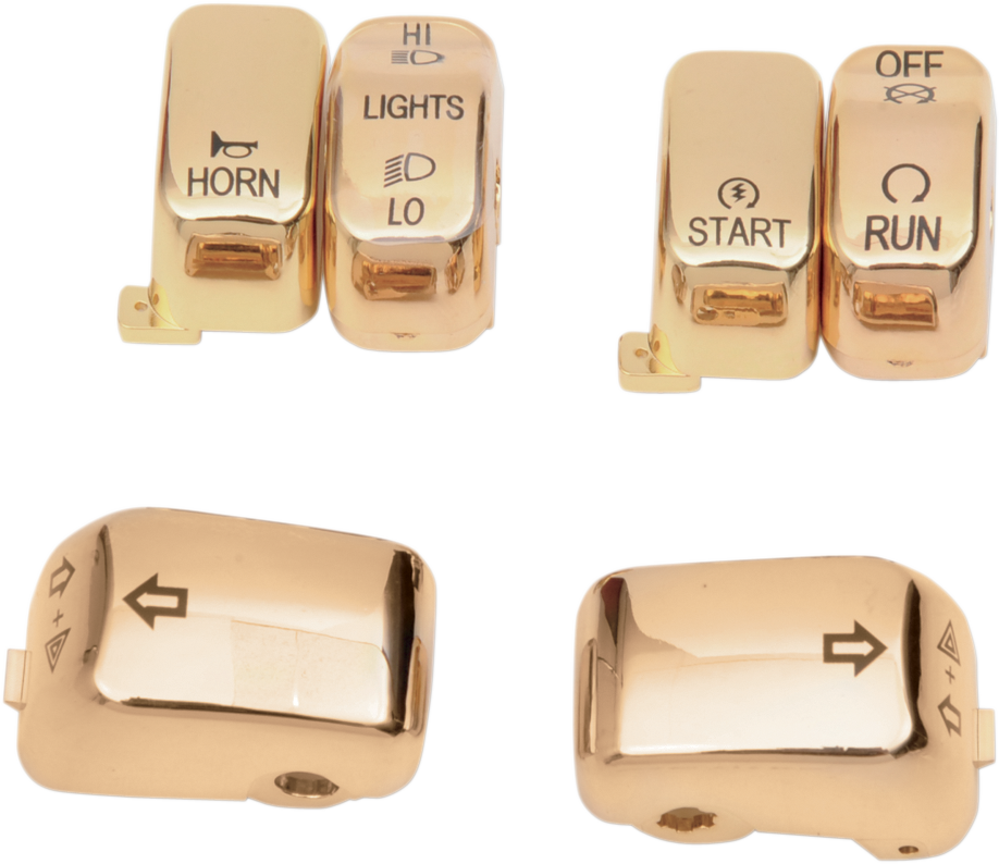 Drag Gold 6 Piece Handlebar Control Switch Key Cap Set Dyna Softail XL FLHT