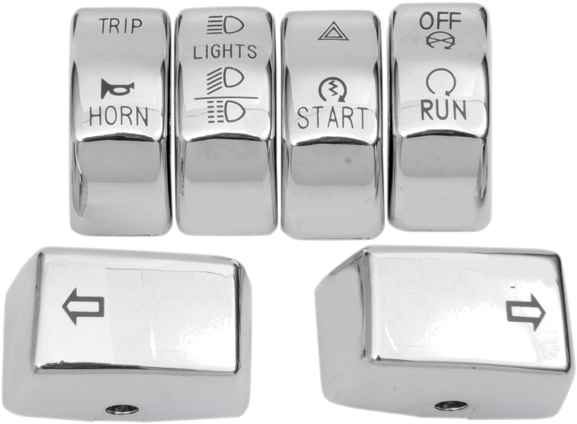 Drag Chrome 6 Piece Handlebar Control Switch Key Cap Set Harley Dyna Softail