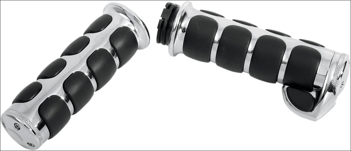 Kuryakyn Premium ISO-Grips with Chrome Accent Rings for Harley w/ Cable Throttle | 6212