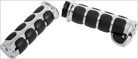 Kuryakyn Premium ISO-Grips with Chrome Accent Rings for Harley w/ Cable Throttle | 6212