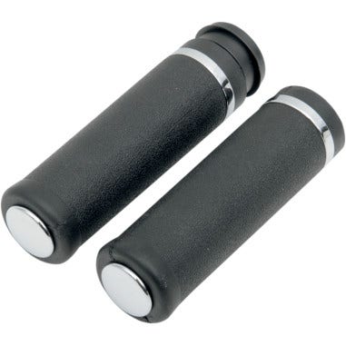 Drag Specialties Rubber Grips Chrome Rings and End Caps Harley Cable Throttle