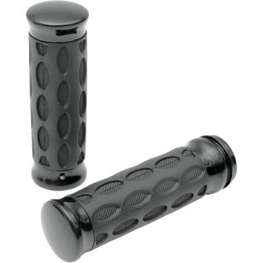 Drag Specialties Black Rubber Hand Grips for Harley Cable Throttle