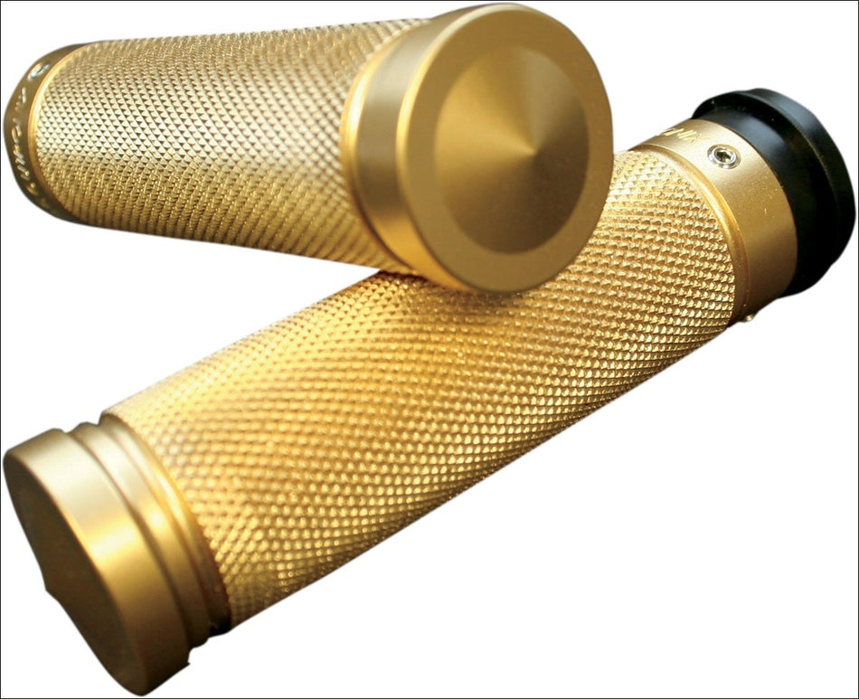 Accutronix Custom Gothic Style Knurled Brass Hand Grips for Harley Throttle By Wire