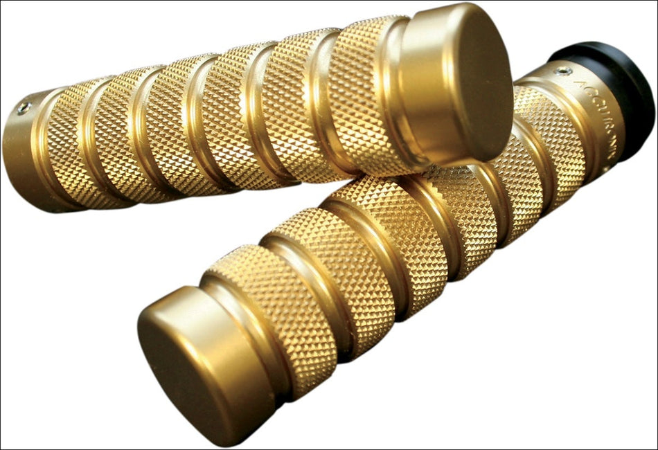 Accutronix Custom Gothic Style Knurled Notched Brass Hand Grips for Harley Throttle By Wire