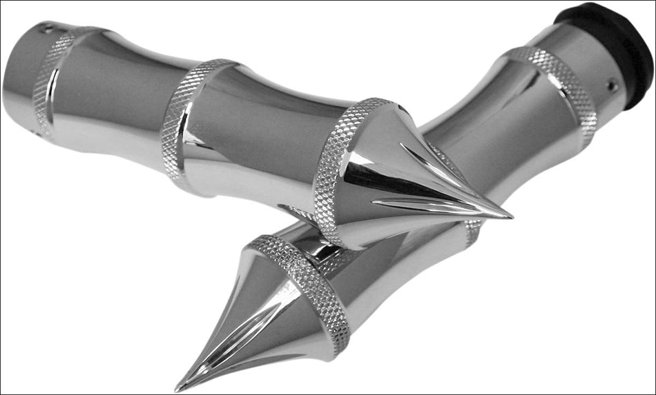 Accutronix Custom Gothic Tribal Style Chrome Hand Grips for Harley Throttle by Wire