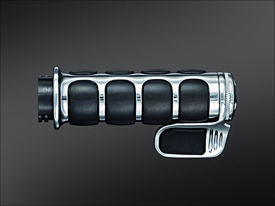 Kuryakyn Chrome Premium ISO-Grips with Throttle Boss Harley Cable Throttle