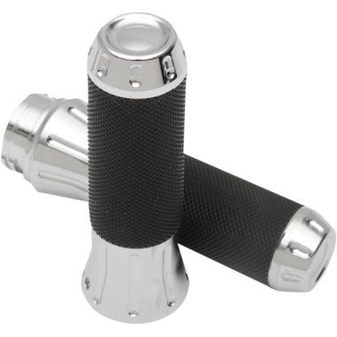 Drag Specialties Rubber-Covered Chrome Hand Grips for Harley Throttle by Wire
