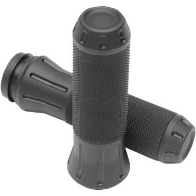 Drag Specialties Rubber-Covered Stealth Tone Black Grips Harley Cable Throttle