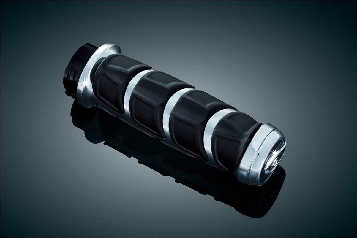 Kuryakyn Chrome & Rubber Kinetic Hand Grips for Kawasaki Suzuki Yamaha & Victory | 6375