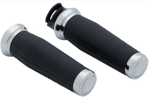 Kuryakyn 5938 Chrome Thresher Textured Handlebar Grips 15-19 Indian Scout