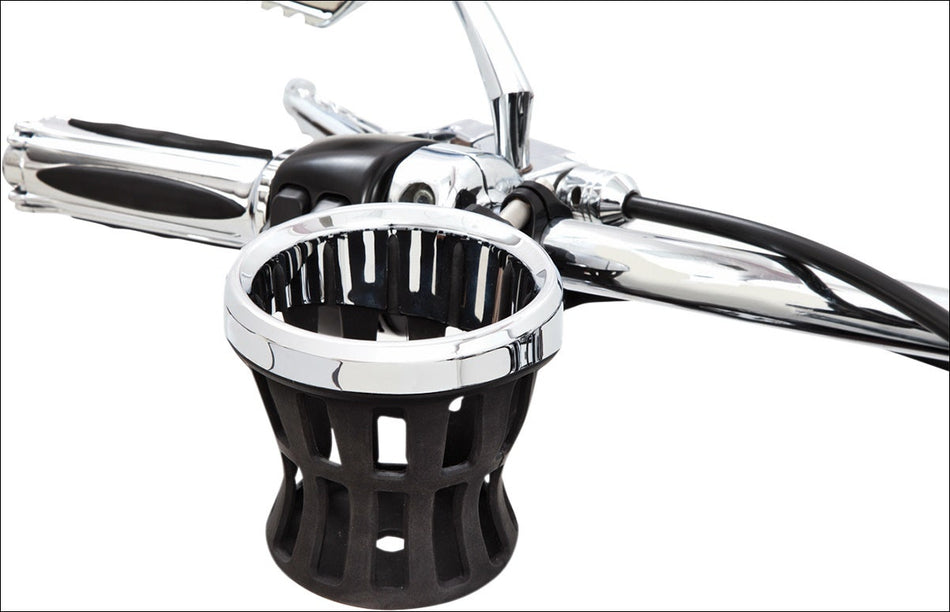 Ciro Black 7/8" and 1" Bar Mount Drink Holder for Harley or Metric Models