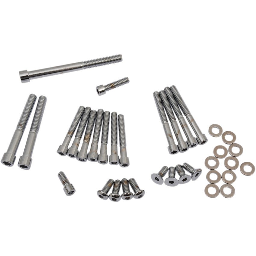 Drag Specialties Chrome Smooth Sprocket Cover Bolt Kit 4 Harley 91-03 XL
