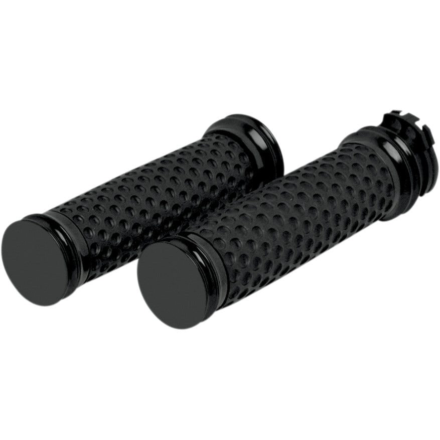 Arlen Ness Black Smooth Soft-Touch Hand Grips Dual Cable for Harley