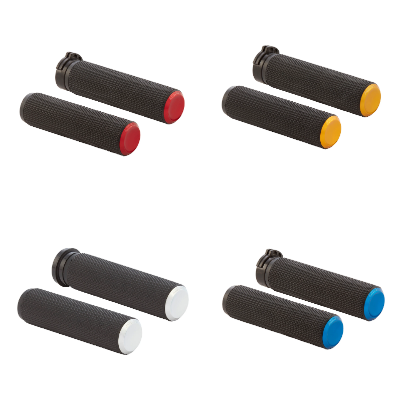 Arlen Ness Fusion Knurled Hand Grips Harley Dual Cable Throttle 76-Up