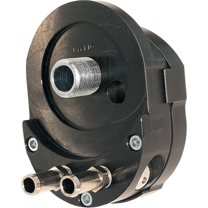 Jagg 4700 Black Oil Filter Adapter w/ Automatic thermostat Harley Twin Cam
