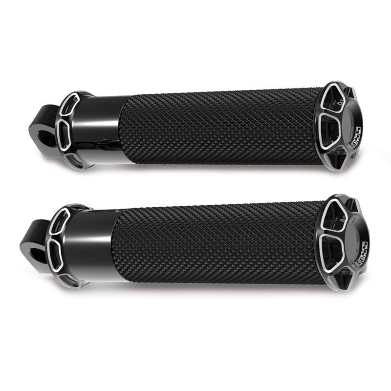 Arlen Ness Beveled Black Fusion Male Mount Foot Pegs for Harley or Metric