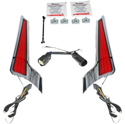 Custom Dynamics Chrome Red Lens LED Fender Fillerz Fascia Panel Harley 10-13