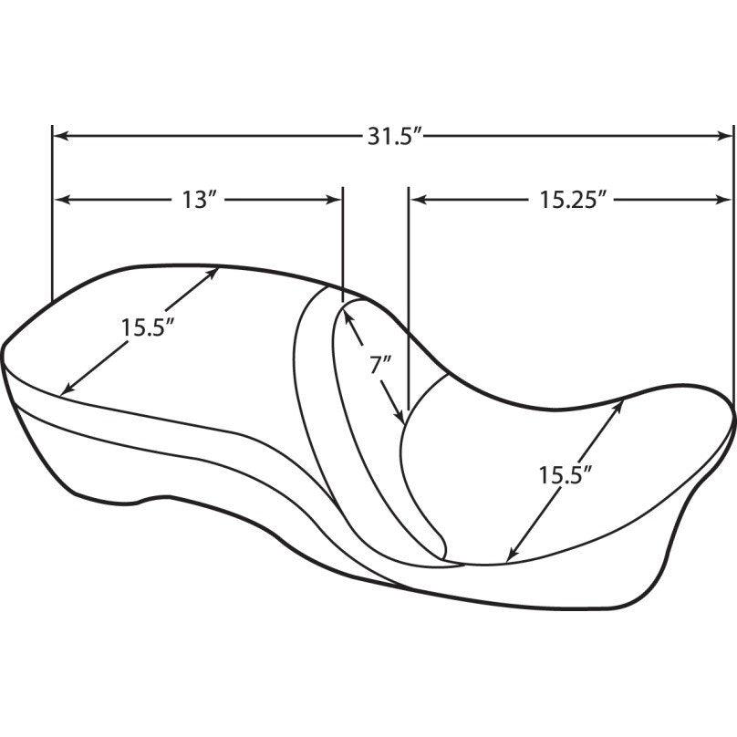 Drag Specialties Black Mild Stitched Leather 2-Up Motorcycle Seat 08-19 HD FLH/T