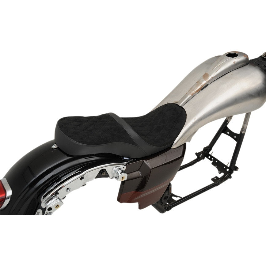 Drag Suede Diamond Low Profile Tour Seat Yaffe Razorback Gas Tank 08-23 FLH/T