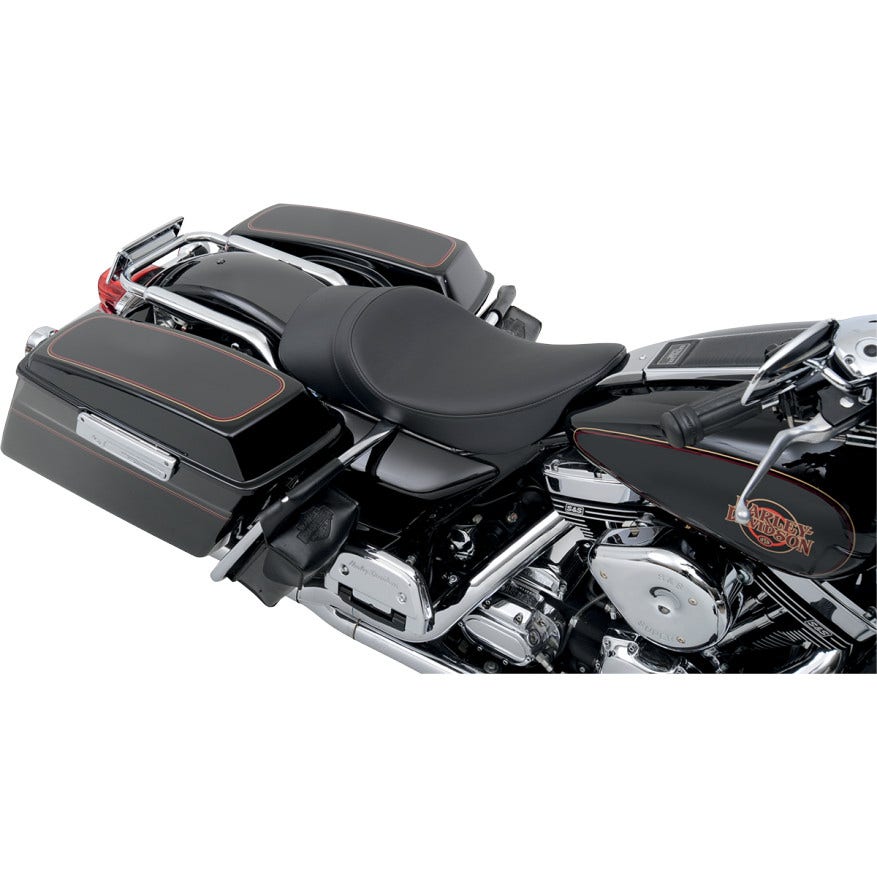 Drag Low Profile Smooth Black 2" Forward Position Reach Solo Seat Harley 97-07
