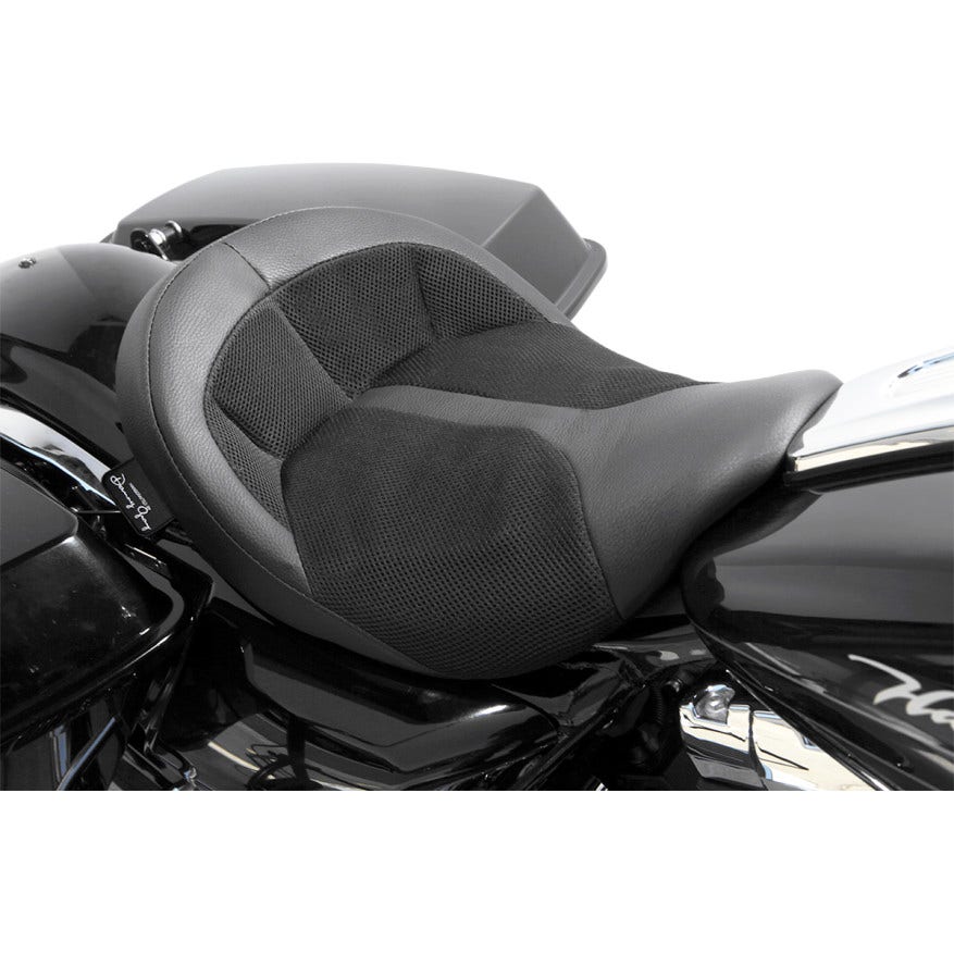 Danny Gray BigIST Air Black Leather Solo Wide Saddle Seat Harley Touring 08-23