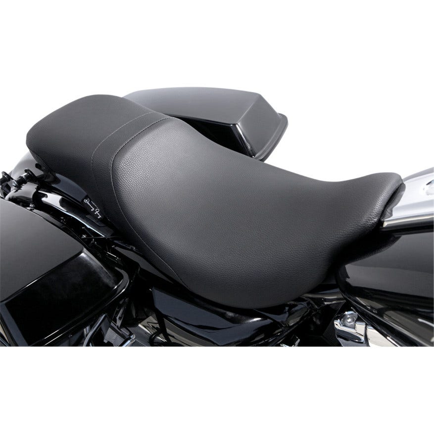 Danny Gray LowIST 2-Up Low Profile Black Vinyl Seat for Harley FLH/T 08-23