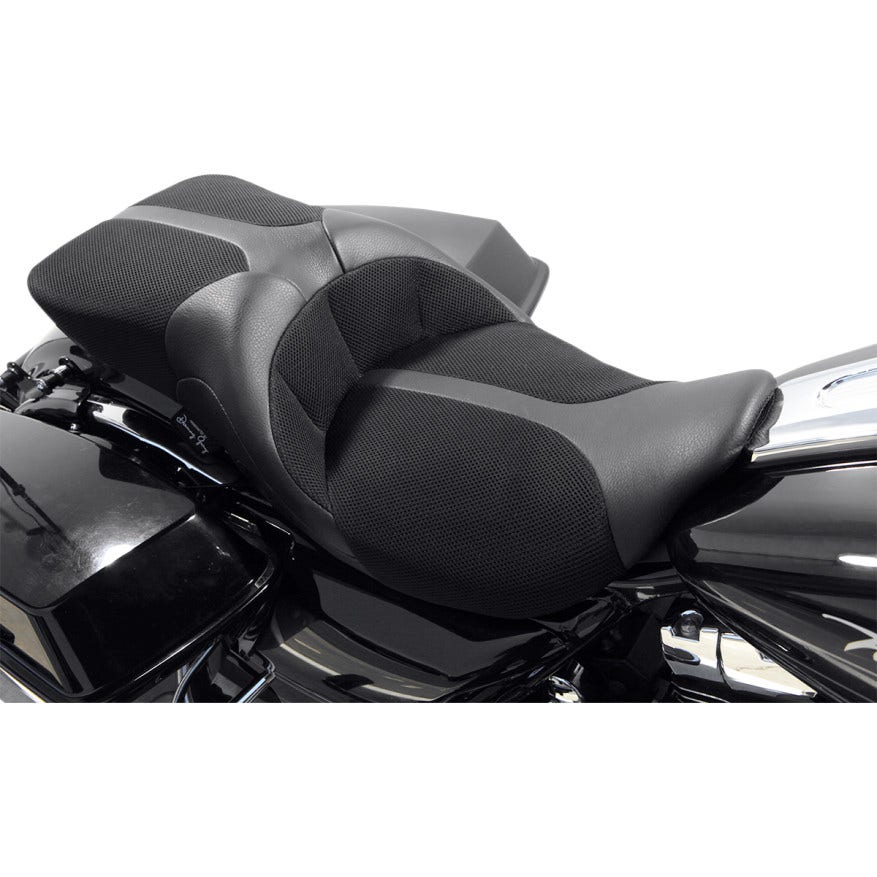 Danny Gray TourIST 2-Up Air Touring Black Leather Seat for Harley FLH/T 08-23