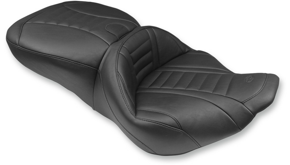 Mustang Deluxe Super Touring Black Harley Seat 99-07 FLHR 06-07 FLHX 19"W F 14"W R