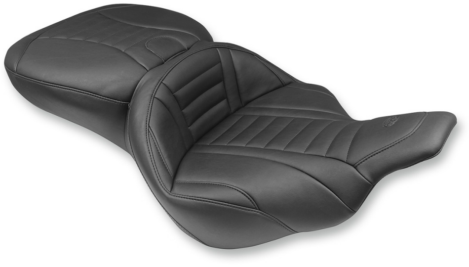 Mustang Deluxe Super Touring Black Harley Seat 99-07 FLHT/FLTR 19"W F 14"W R