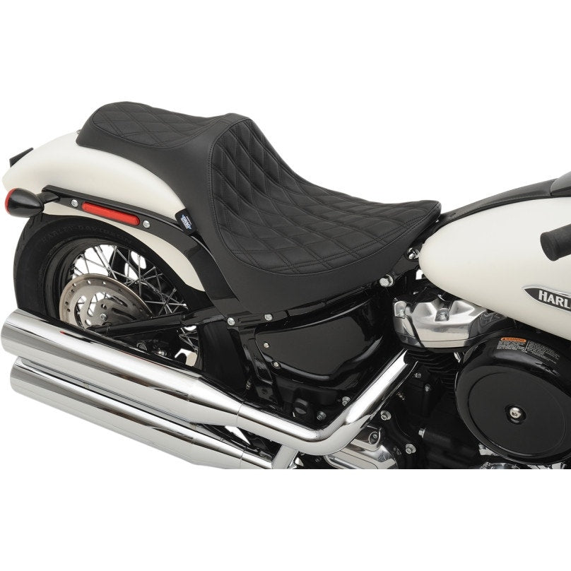 Drag Specialties Black Double Diamond Predator 3 Seat Saddle 18-23 Harley Softail