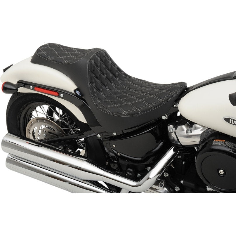 Drag Specialties Silver Double Diamond Predator 3 Seat Saddle 18-23 Harley Softail