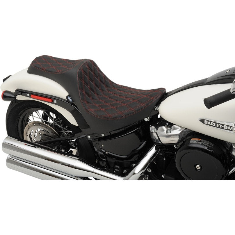 Drag Specialties Red Double Diamond Predator 3 Seat Saddle 18-23 Harley Softail