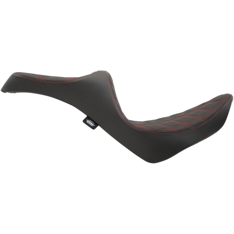 Drag Specialties Red Double Diamond Predator 3 Seat Saddle 18-23 Harley Softail
