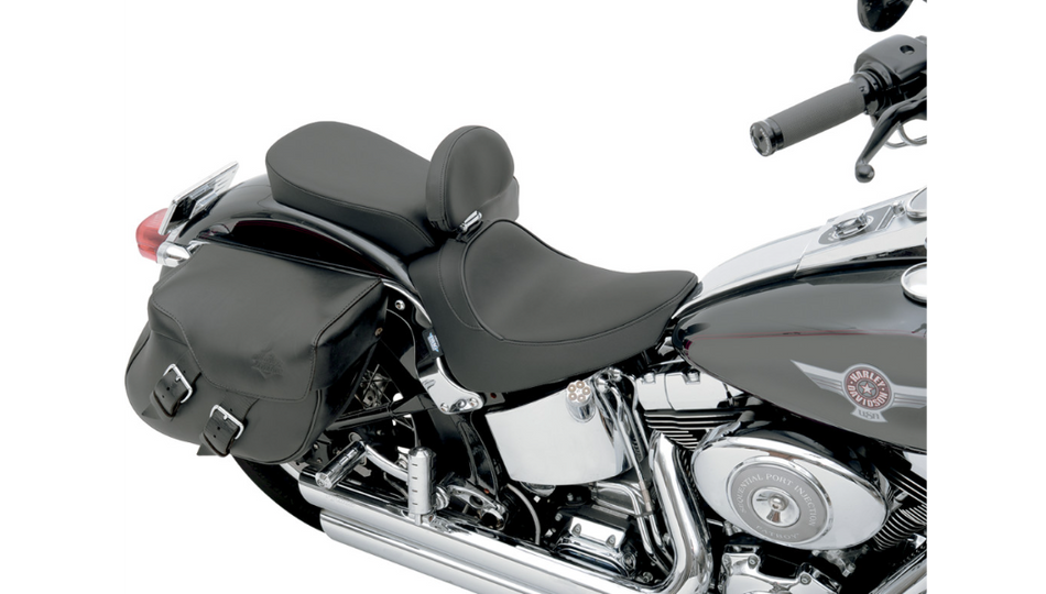 Drag Solo Smooth Harley Rear Wide Seat With EZ Glide 2 Backrest Option 00-06 FXST/FLST